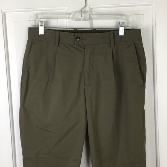 MNG Mango Olive Green Pleated Pants Straight Leg Size 30 Dress Pants - Picture 2 of 7
